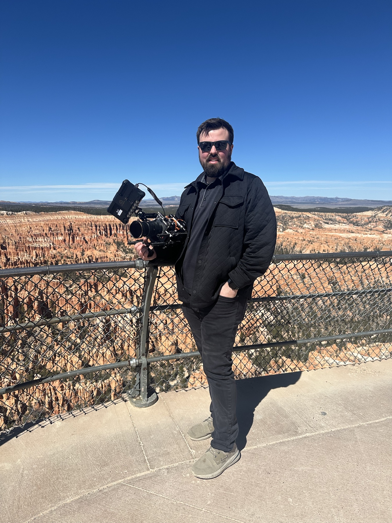 Arron holding his camera rig above Bryce Canyon